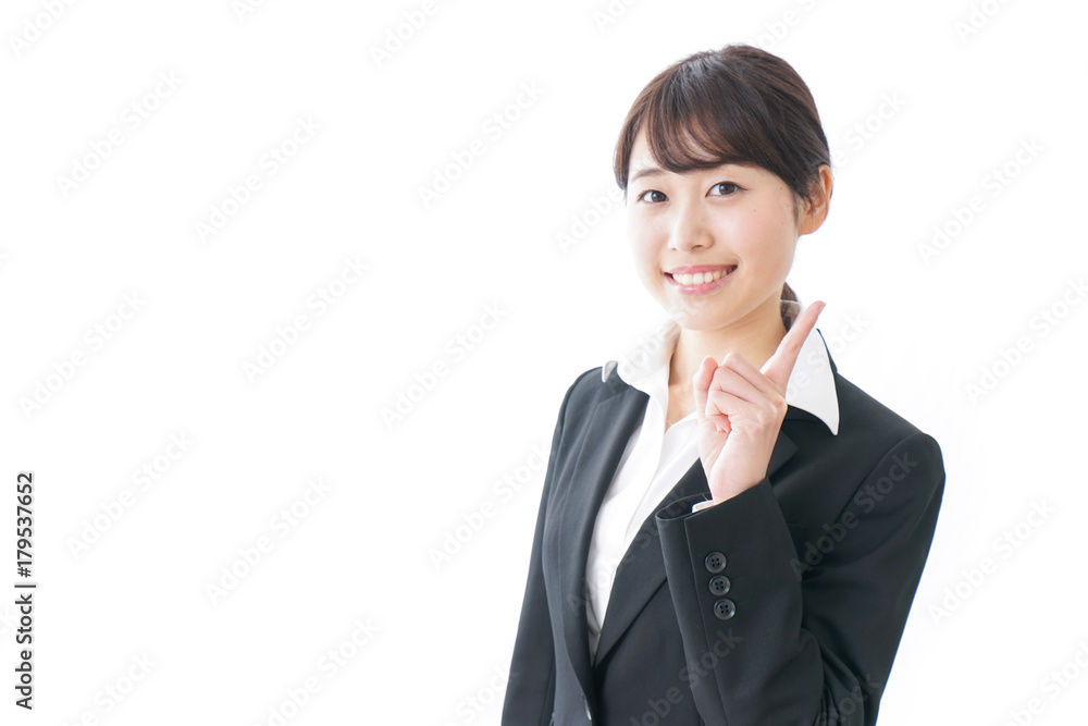 business woman pointing to something business woman pointing to something