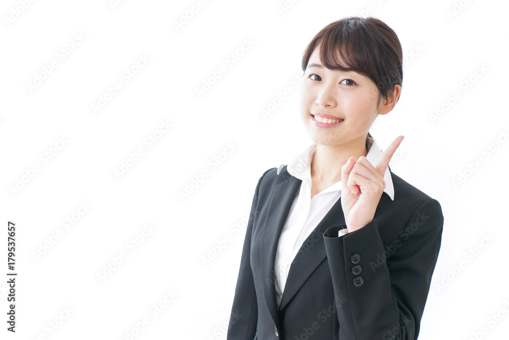 business woman pointing to something business woman pointing to something