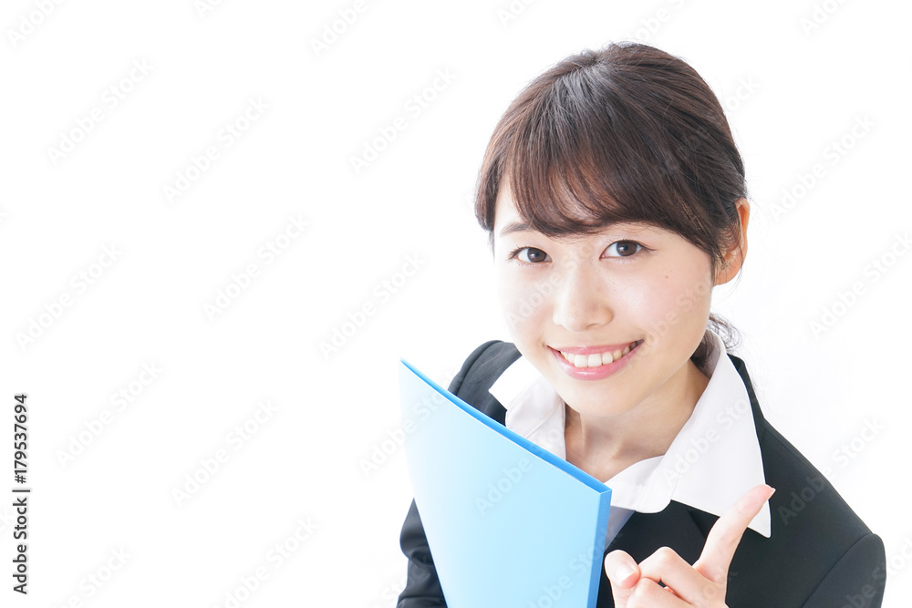 business woman pointing to something business woman pointing to something