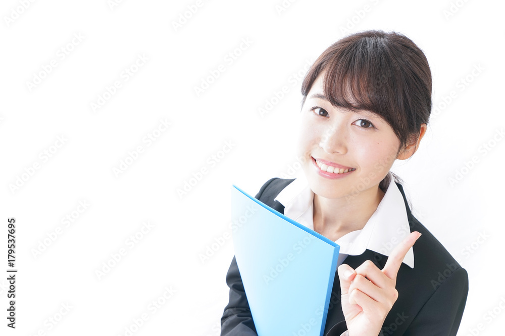 business woman pointing to something business woman pointing to something
