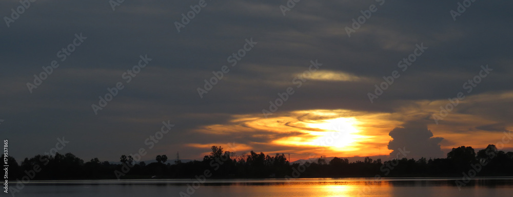 Sunset sky lake