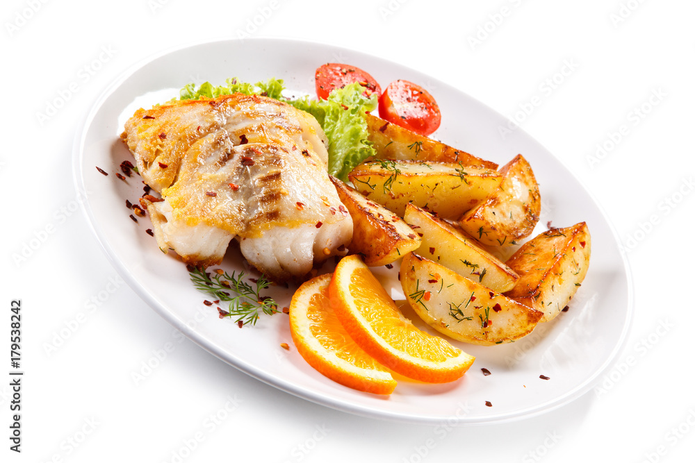 Fried fish with potatoes