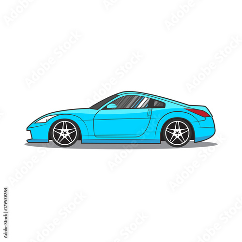 Japan sport car. Car sketch. Side view.