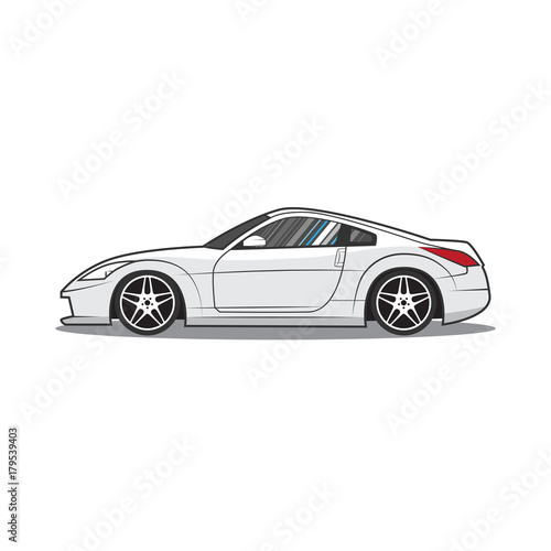 Japan tuned car. Car sketch. Side view.