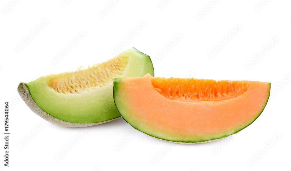 melon slices isolated on white background melon slices isolated on white background