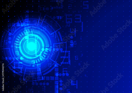 Futuristic background, digital data and abstract circuit on dark