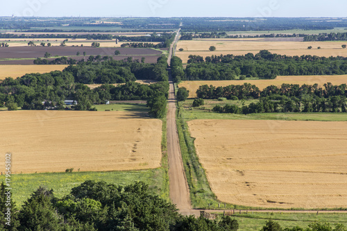 rural Kansas road; view from Coronado Heights Park, Kansas #179545802