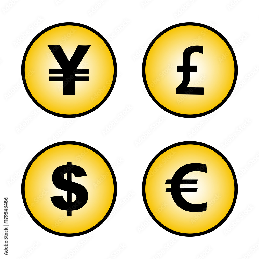 signs of currencies yen pound dollar Euro signs of currencies yen pound dollar Euro