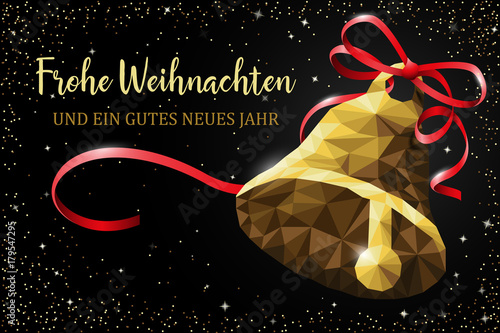 Weihnachten Weihnachtskarte mit Weihnachtsdeko Glocke gold