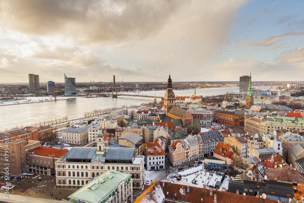 panorama of the old town of Riga