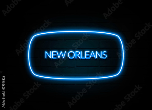 New Orleans - colorful Neon Sign on brickwall