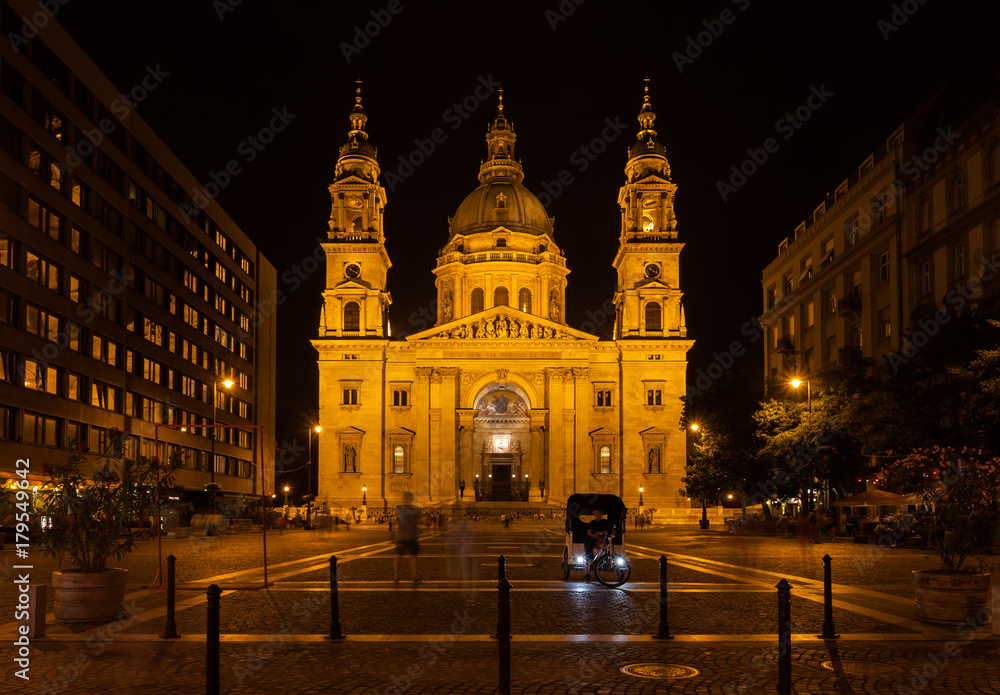 St. Stephen's Basilica at Night in Budapest