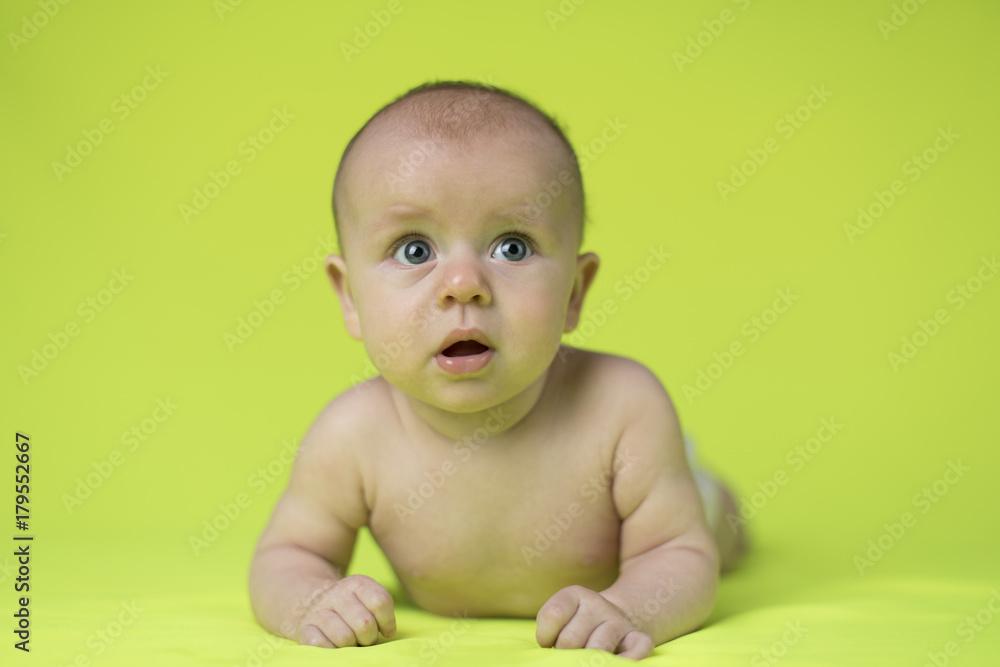 Cute happy baby girl crawling Cute happy baby girl crawling