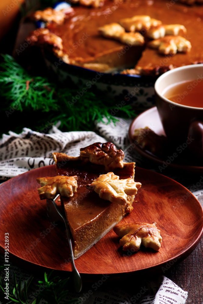 Fototapeta premium Pumpkin Pie.style rustic. selective focus