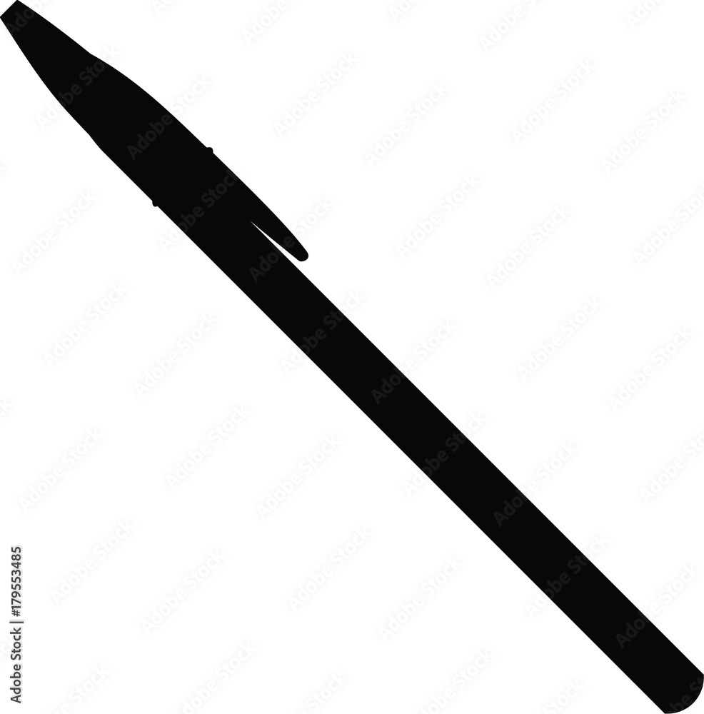 A black and white silhouette of a biro pen A black and white silhouette of a biro pen