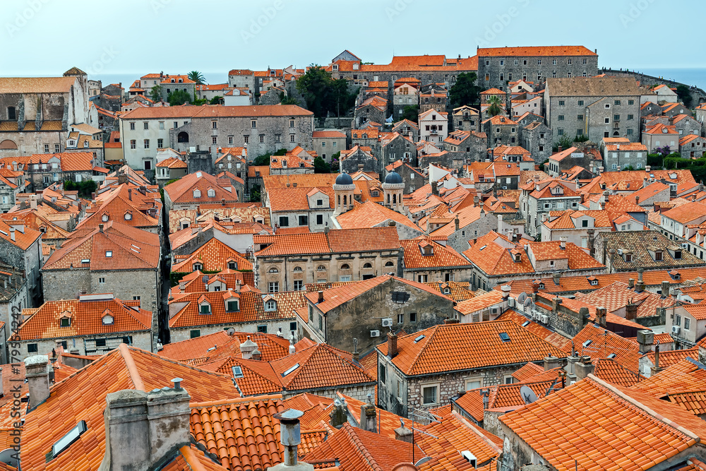 Dubrovnik Old Town roofs general view - Croatia. In 1979, the city of Dubrovnik joined the UNESCO list of World Heritage Sites.