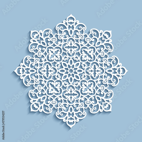 Paper lace doily, cutout round pattern