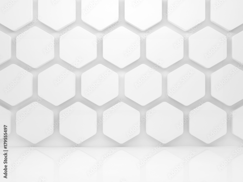 Abstract white interior with honeycomb. 3d Abstract white interior with honeycomb. 3d