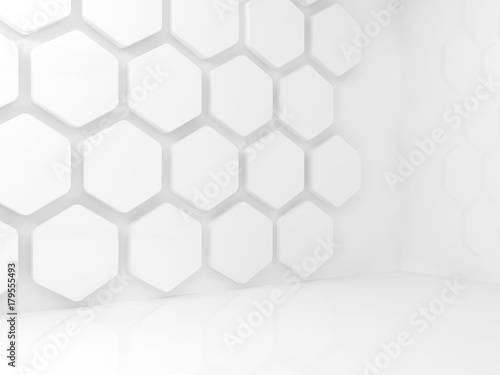 Abstract 3d interior with white honeycomb