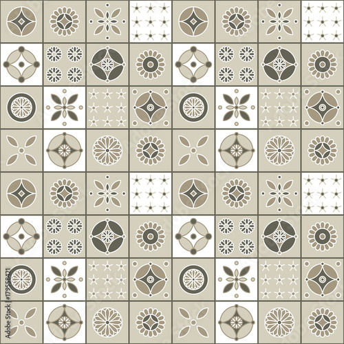 Seamless vector vintage tile pattern design. Design for covers, tiles, packaging