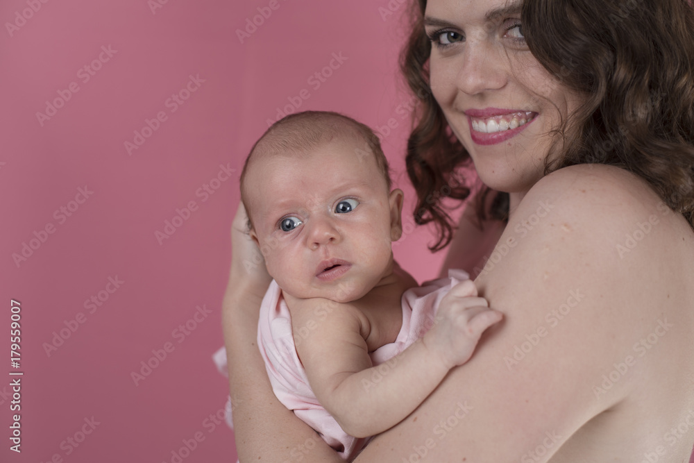 Cute portrait of mother and baby