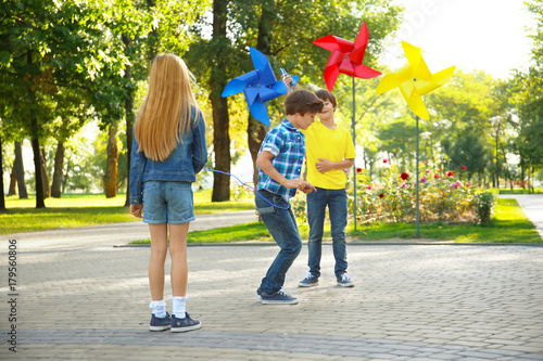 Cute little children jumpin...