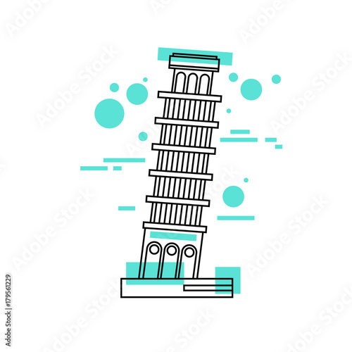 Wonder of the world flat line design icon