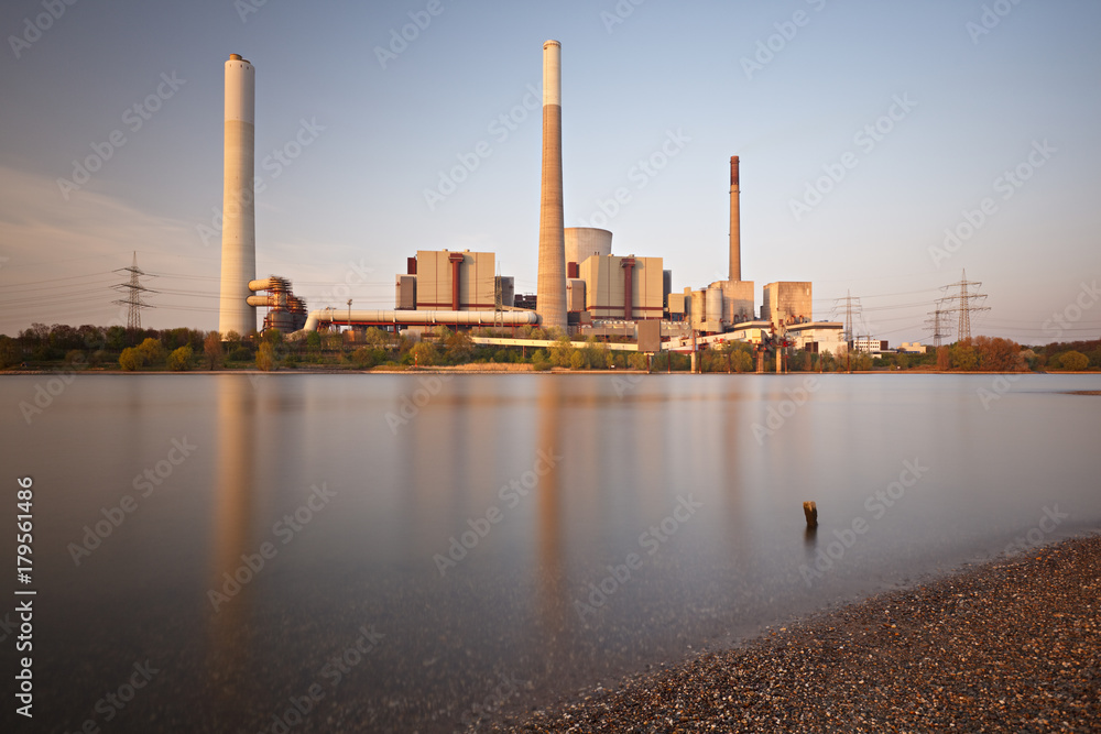 Power Station At River Long Exposure