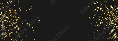 Black holiday banner with golden serpentine.