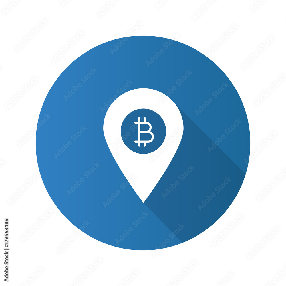 Bitcoin ATM location flat design long shadow glyph icon Bitcoin ATM location flat design long shadow glyph icon