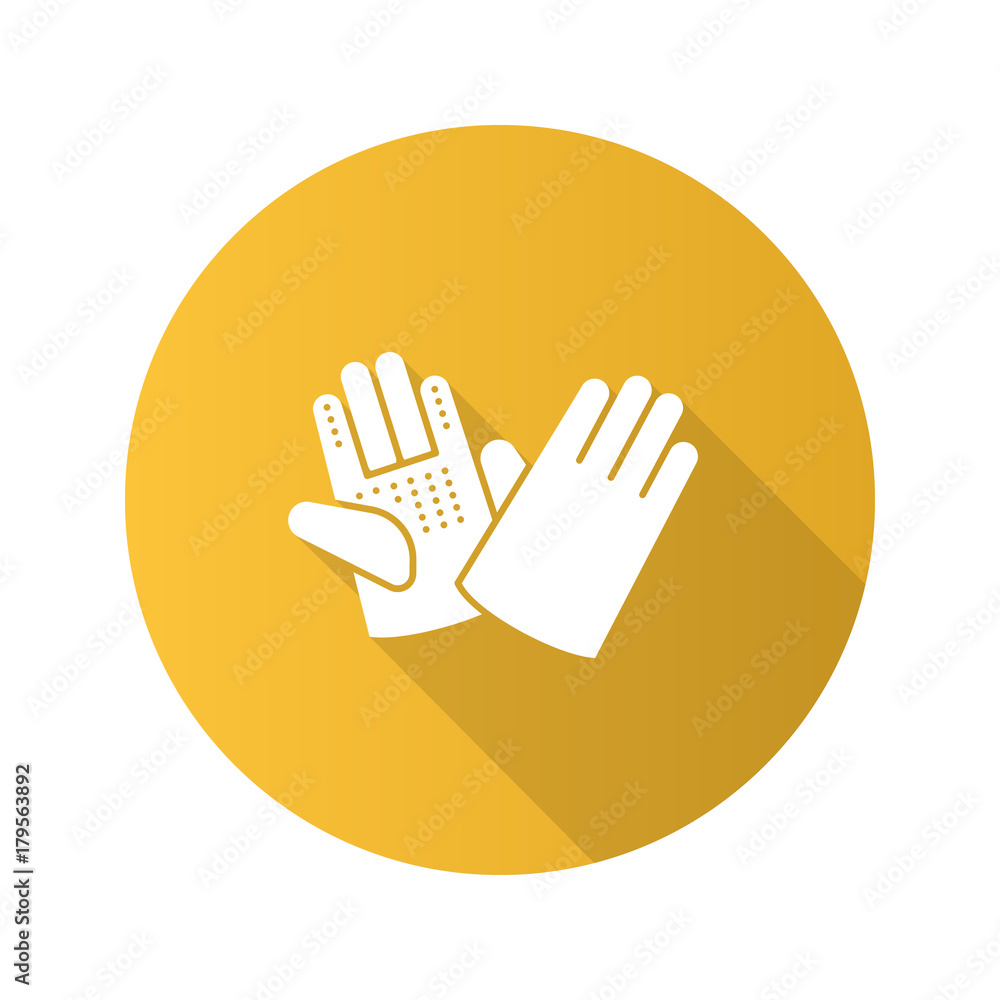 Construction gloves flat design long shadow glyph icon Construction gloves flat design long shadow glyph icon