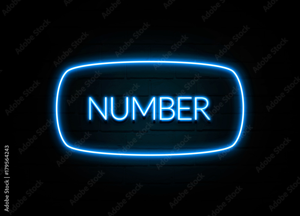 Number - colorful Neon Sign on brickwall Number - colorful Neon Sign on brickwall