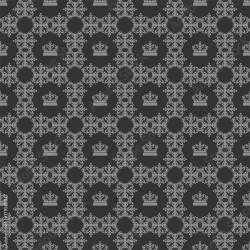 vector seamless pattern, dark color for interior design, damask, wallpaper background