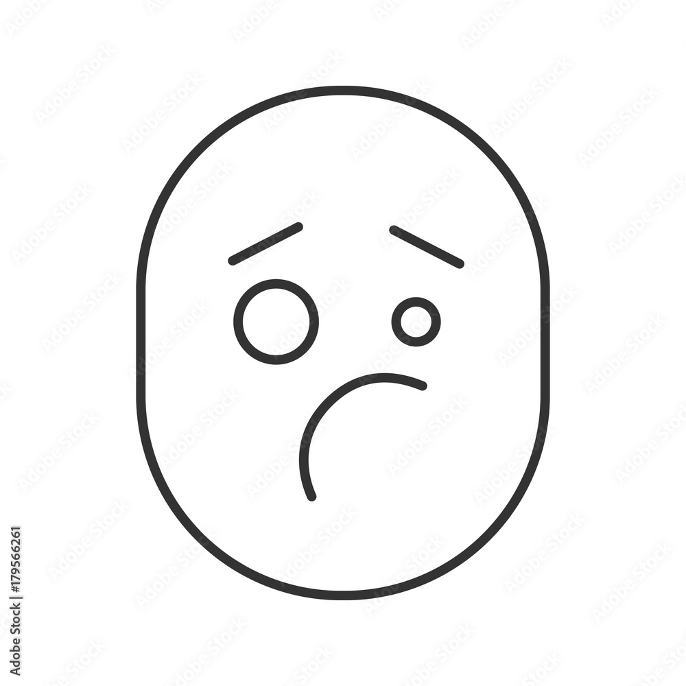 Confused upset smile linear icon Confused upset smile linear icon