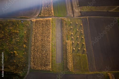 Aerial photography of various strips of the field