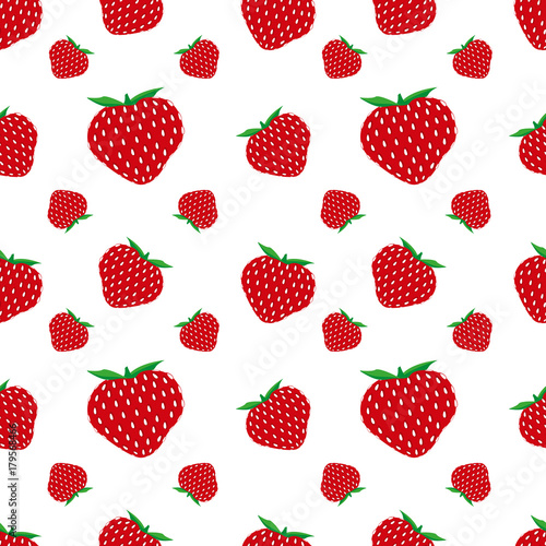 Vector illustration seamless pattern of strawberry fruit. Background with fruits