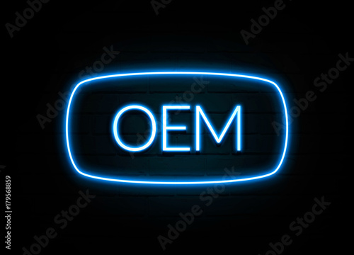 Oem - colorful Neon Sign on brickwall