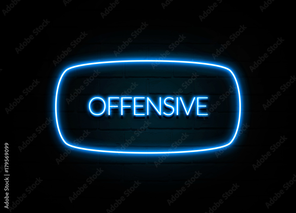 Offensive - colorful Neon Sign on brickwall Offensive - colorful Neon Sign on brickwall