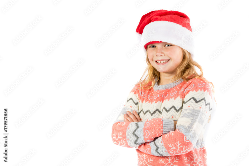 Pre-teen girl wearing a santa hat Pre-teen girl wearing a santa hat