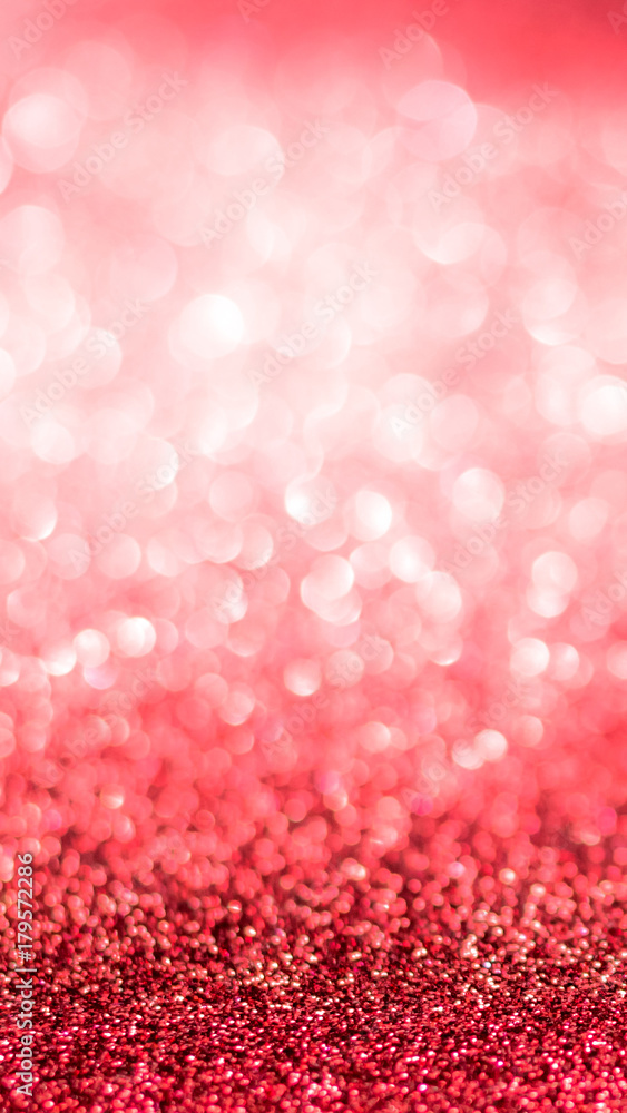 Red Glitter Background. Blur Backdrop with stars in blurred lights