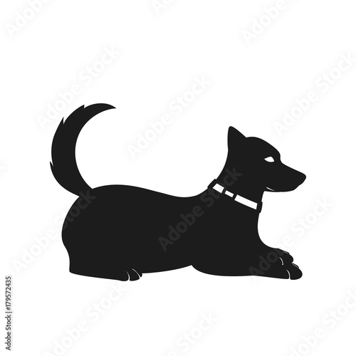 Dog . Silhouette on a white background. Vector element for New Year s design.