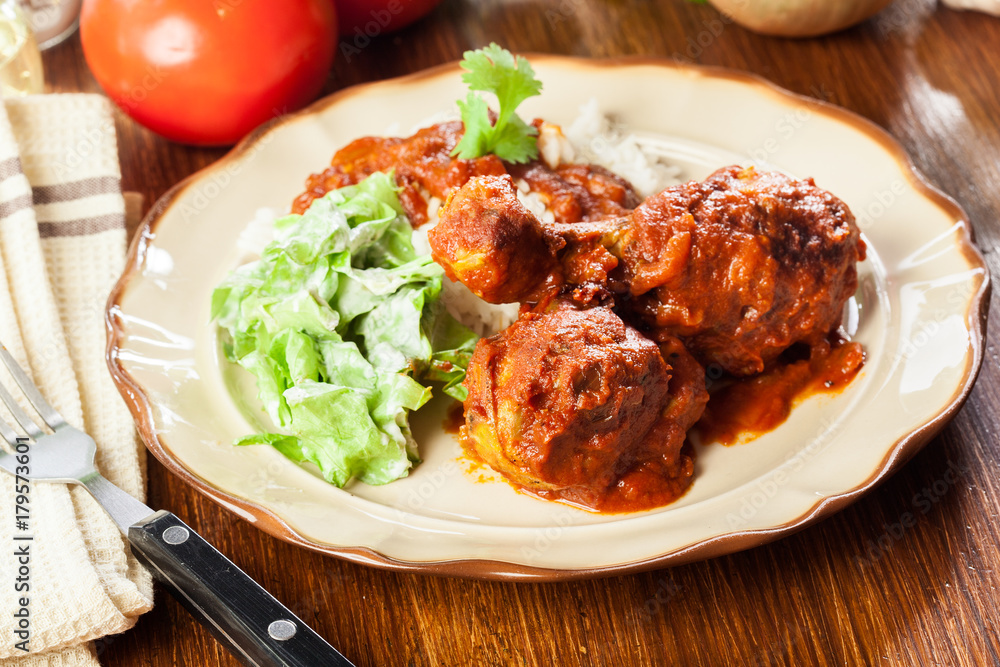 Chicken drumstick curry with rice Chicken drumstick curry with rice