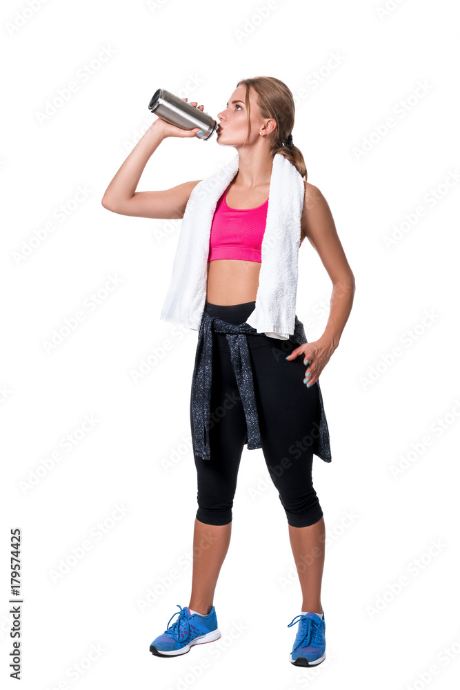 Portrait of sporty young woman tired after a gym workout Portrait of sporty young woman tired after a gym workout