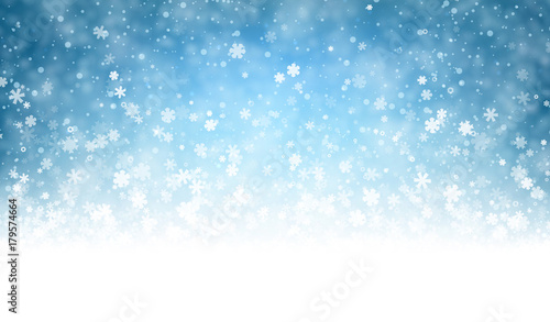 Blue winter background with snow.
