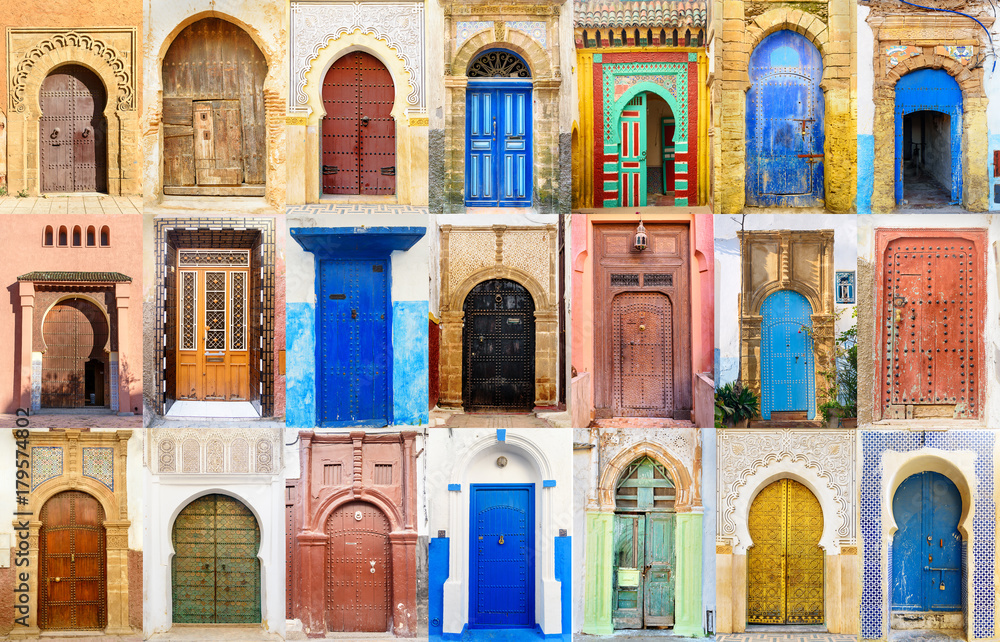 Fototapeta premium Collage of Moroccan entry door