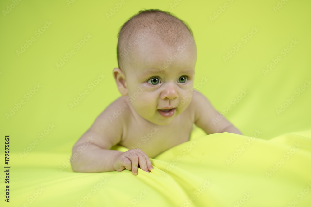 Cute happy baby girl crawling Cute happy baby girl crawling