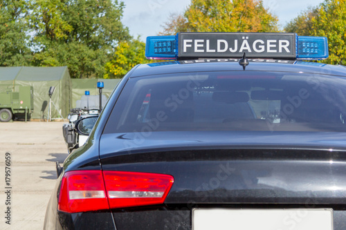 blue light bar from a civil feldjaeger, military police car © Katja