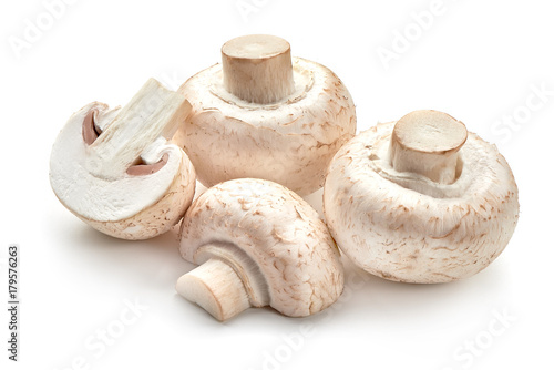 Champignons, close-up, isolated on white background.