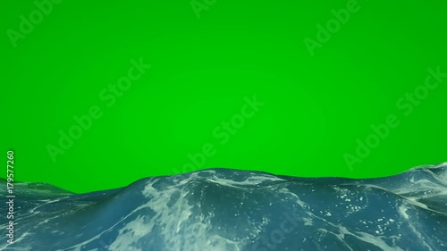 Sea on green screen. V.2. Waves and foam of the sea for video editing