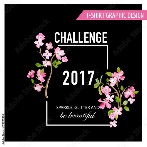 Blooming Spring and Summer Floral Frame. Watercolor Sakura Flowers for Invitation, Wedding, Baby Shower Card in Vector